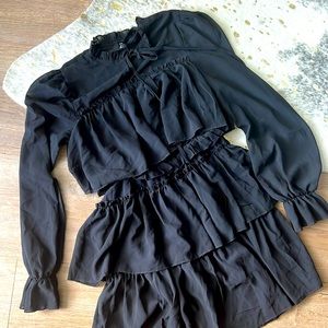 Black sheer ruffle dress mini length